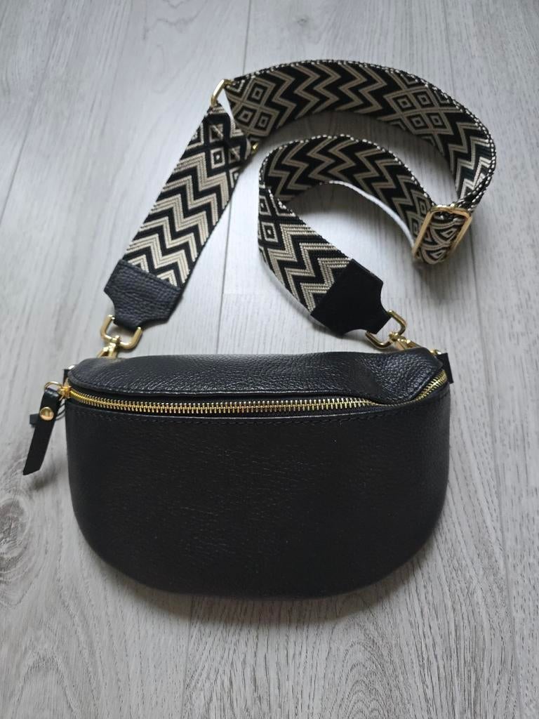 Zwarte leren tas - Made in Italy - Nieuw, Ophalen of Verzenden, Nieuw, Zwart, Handtas