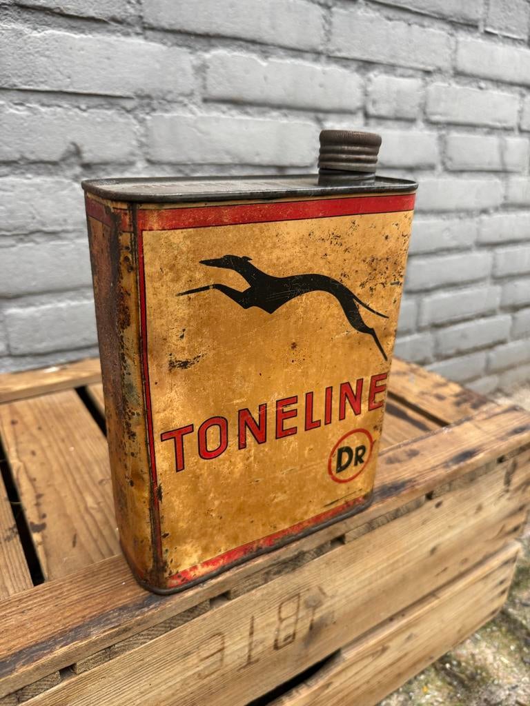 Vintage Toneline DR Olie Blik 2 Liter, Verzamelen, Blikken, Ophalen of Verzenden, Gebruikt, Overige, Overige merken