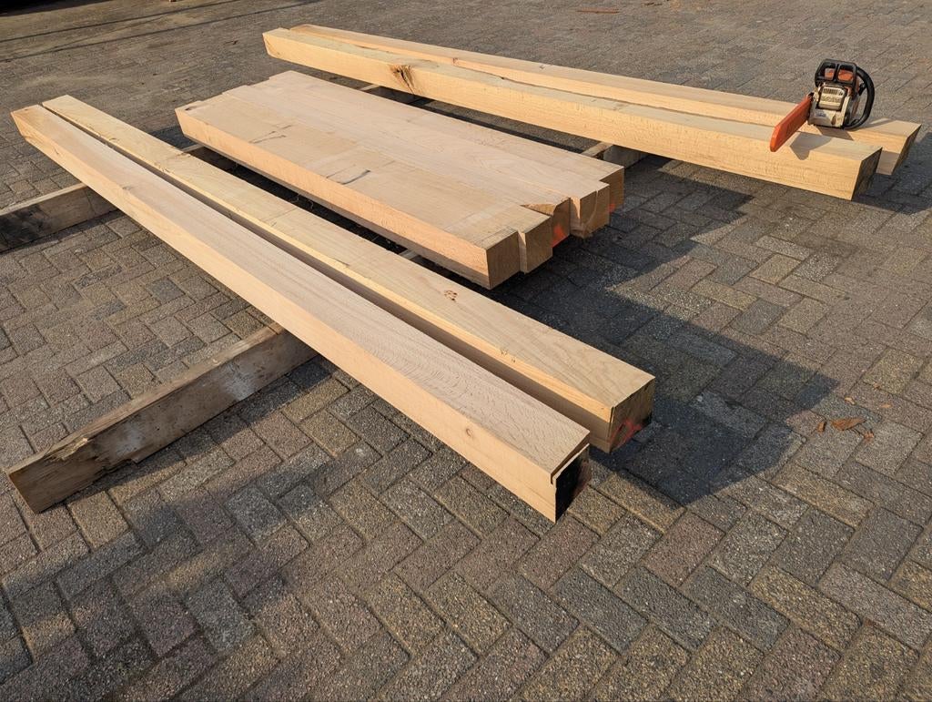 Eiken balken fijnbezaagd - diverse maten, Doe-het-zelf en Verbouw, Hout en Planken, Nieuw, Balk, Eiken, 300 cm of meer, 50 mm of meer