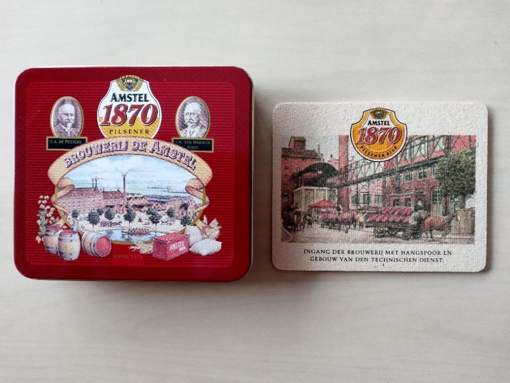 Bierviltjes in blik Amstel 1870, Verzamelen, Ophalen of Verzenden, Nieuw, Viltje(s), Amstel