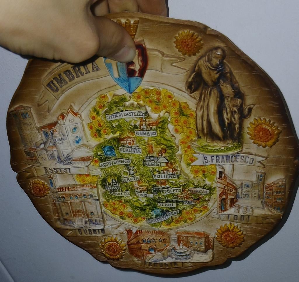 Umbrië Italië Stenen Bord Souvenir, Antiek en Kunst, Ophalen of Verzenden