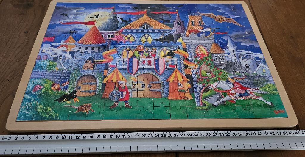 Goki Houten puzzel- 192 stukjes/ Kasteel- verzend ook, Kinderen en Baby's, Speelgoed | Houten speelgoed, Ophalen, Gebruikt, Overige typen