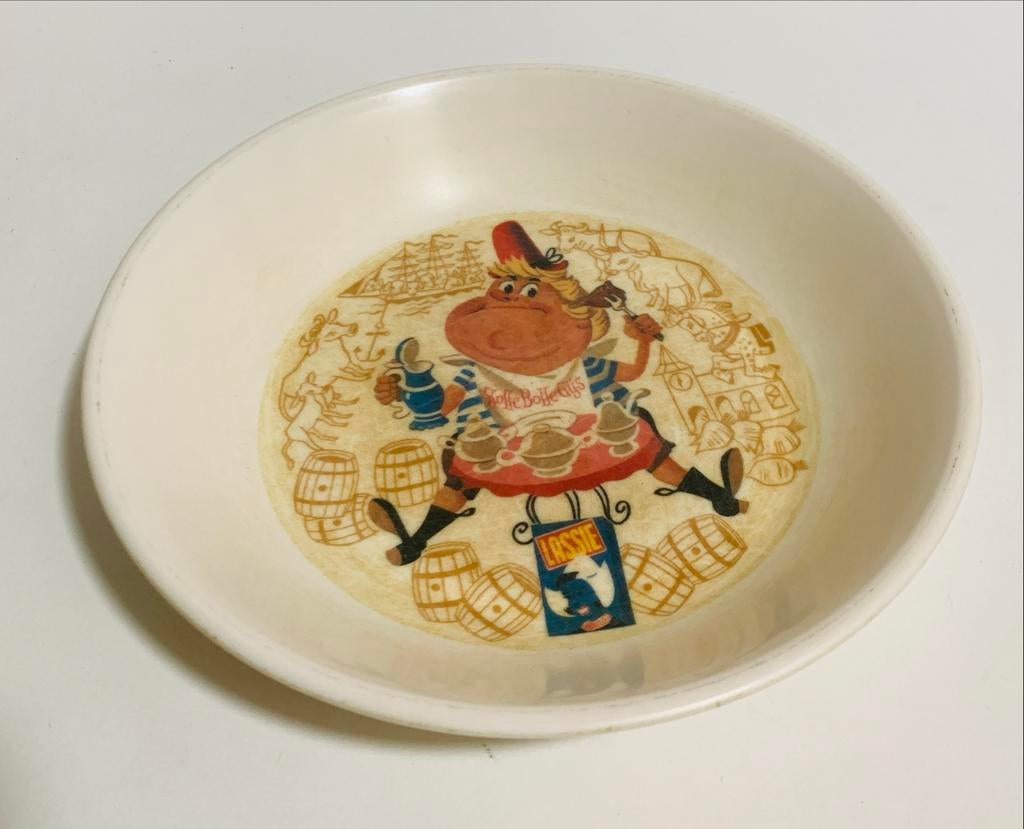 Oud Melamine Diep Bord met Lassie Holle Bolle Gijs, Ophalen of Verzenden, Gebruikt