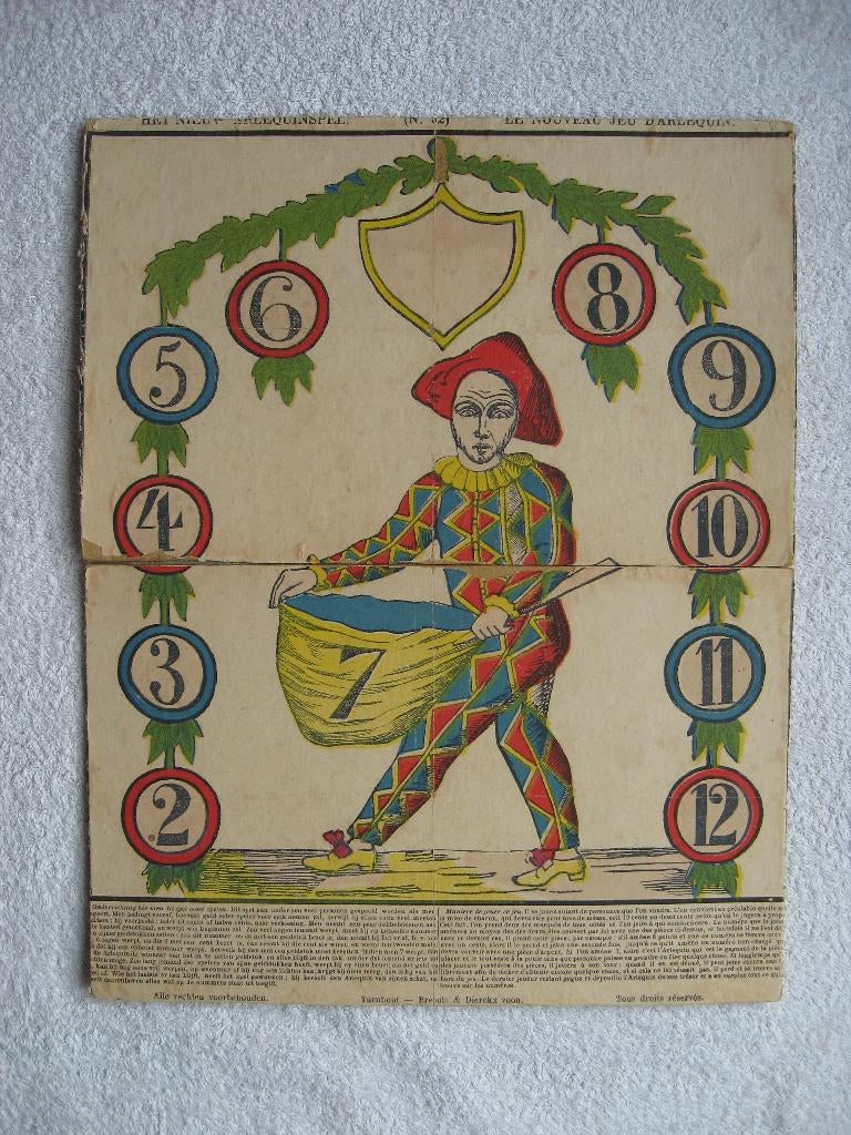 Brepols Het Nieuw Arlequin spel (tweetalig, oud & zeldzaam), Antiek en Kunst, Antiek | Speelgoed, Ophalen of Verzenden