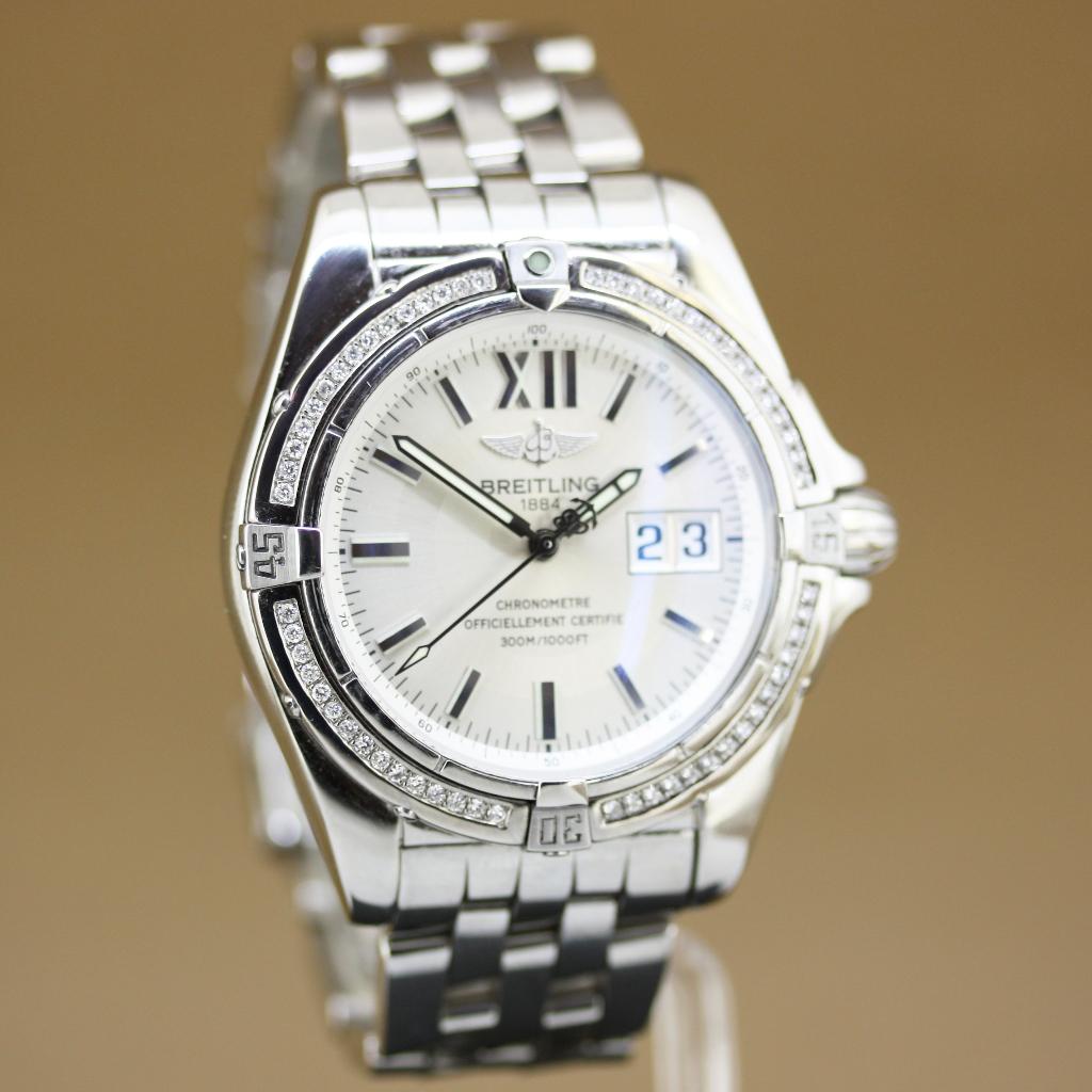 Breitling Galactic 41 Diamonds A49350, Staal, Gebruikt, Staal, Breitling