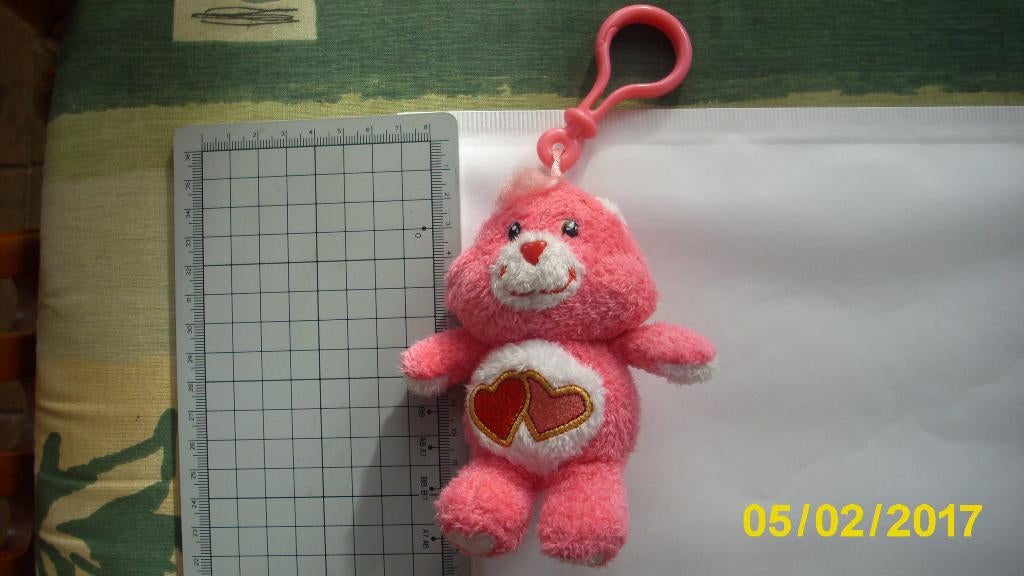 Troetelbeertjes sleutelhanger roze met hartjes 13cm, Verzenden, Nieuw