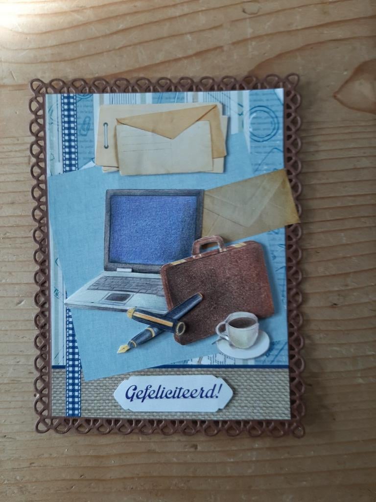 Stans kaart opleg met 3d plaatje laptop, koffer en koffie, Ophalen of Verzenden, Nieuw, Overige thema's