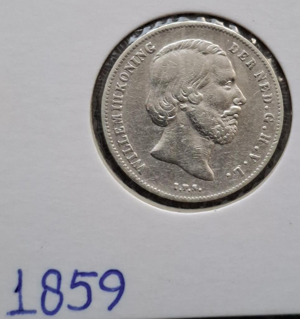 1/2 Gulden 1859 ( Zfr - ), Postzegels en Munten, Munten | Nederland, ½ gulden, Koning Willem III, Zilver, Ophalen of Verzenden