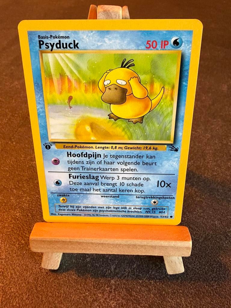 Psyduck 52/62 1e edition Pokémon Fossil NL, Ophalen of Verzenden, Zo goed als nieuw