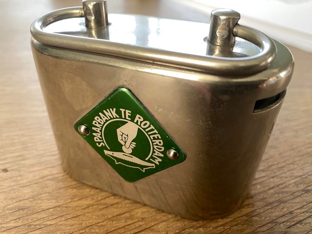 Spaarpot Spaarbank te Rotterdam, Verzamelen, Ophalen of Verzenden, Zo goed als nieuw, Metaal of Blik