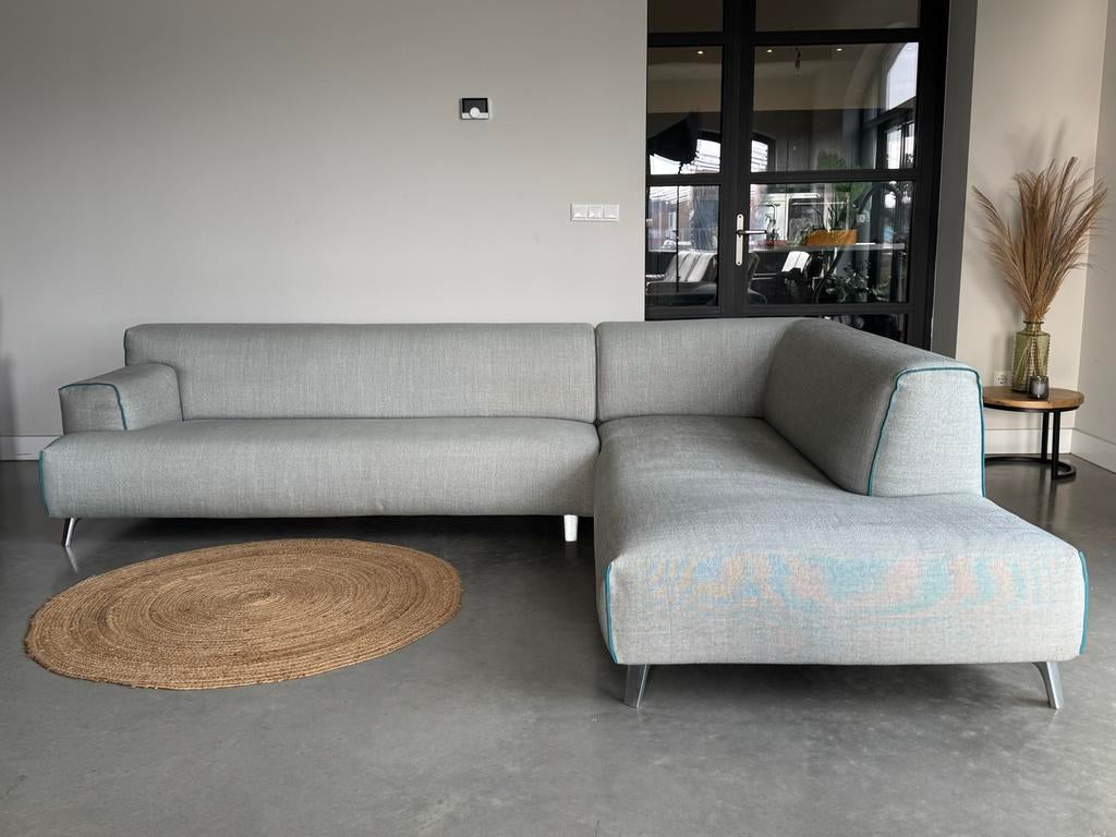 Leolux Oscar Bank - Zacht Mintgroen - Brandschoon! 290 x 220, Leolux oscar, 250 tot 300 cm, Leolux oscar, Hoekbank