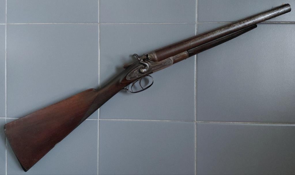 Antiek Brits toplever coach gun geweer kal 12 zwartkruit, Ophalen of Verzenden