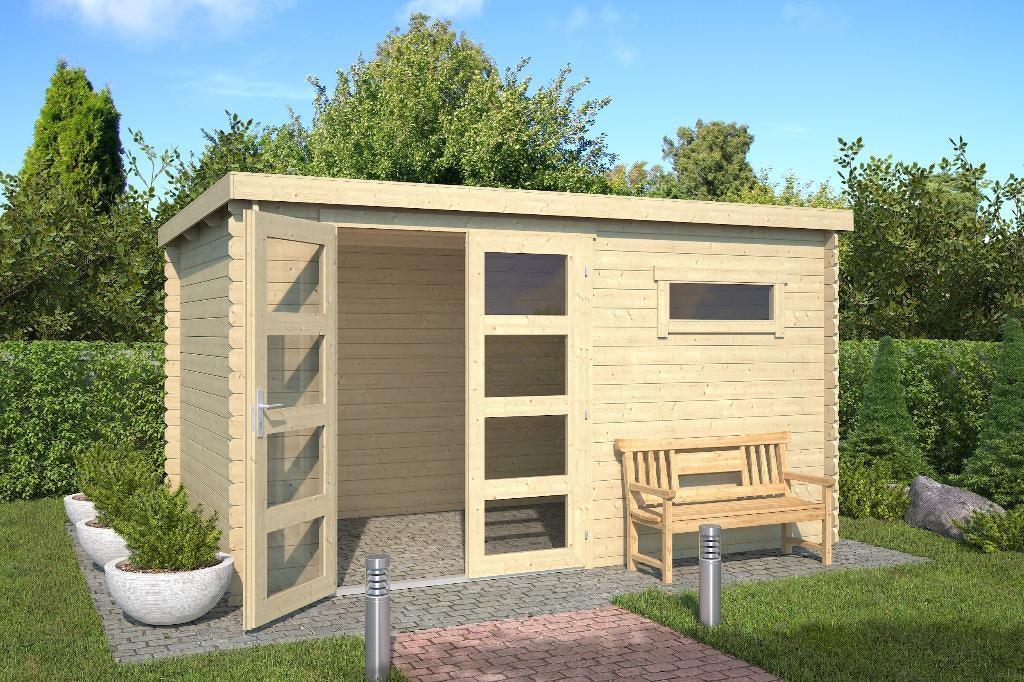 Blokhut Timian 380x230 Onbehandeld vuren, Verzenden, Nieuw