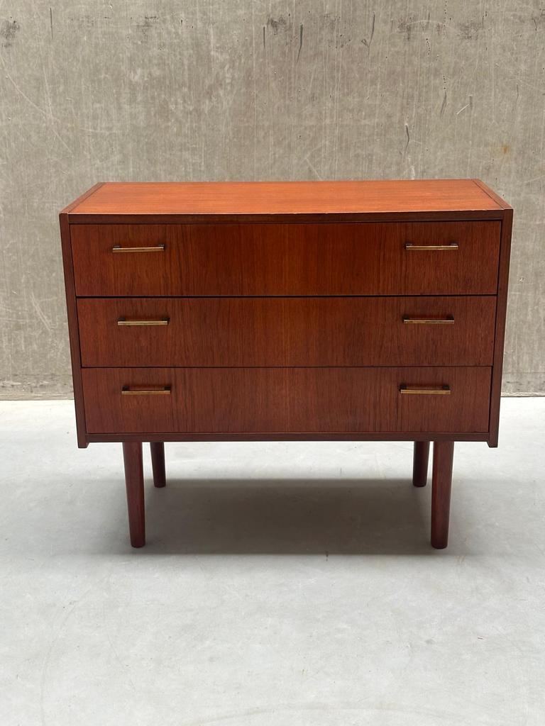 Vintage Deense Teak Ladekast - Scandinavische stijl, Gebruikt, Teakhout, 3 of 4 laden, X