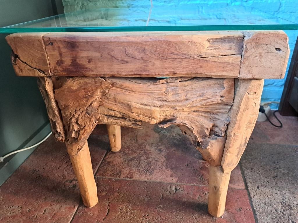 Boomstronk drijfhout zware salontafel bijzettafel, Huis en Inrichting, Tafels | Salontafels, Ophalen, 50 tot 100 cm, Vierkant