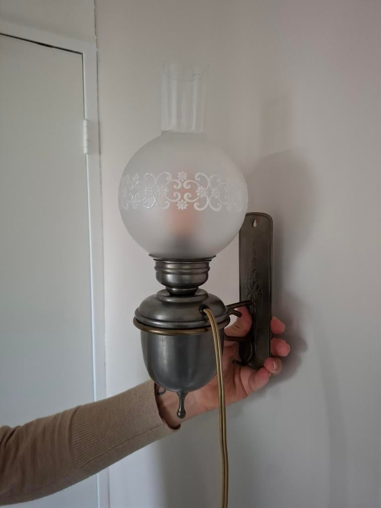 Tinnen wandlamp, Ophalen, Zo goed als nieuw