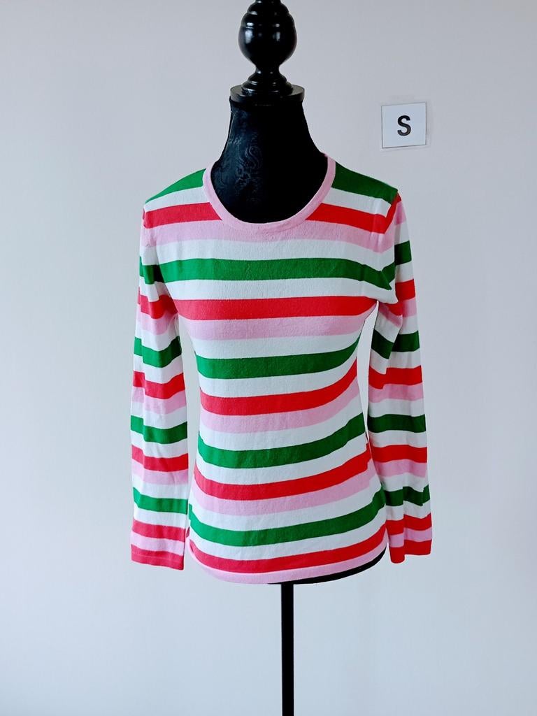 Shirtje. Roze met wit/Groen/rood. Maat S/36, Ophalen of Verzenden, Zo goed als nieuw, Lange mouw, Roze