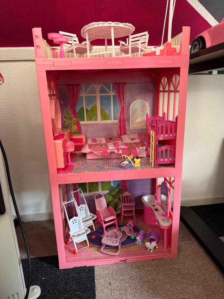 Poppenhuis barbie vintage roze, Kinderen en Baby's, Speelgoed | Poppenhuizen, Ophalen, Gebruikt, Poppenhuis