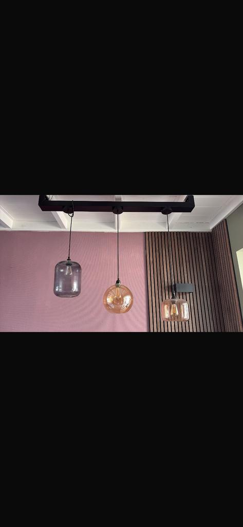 3 glazen bollen lampen, Ophalen of Verzenden, Zo goed als nieuw, Minder dan 50 cm