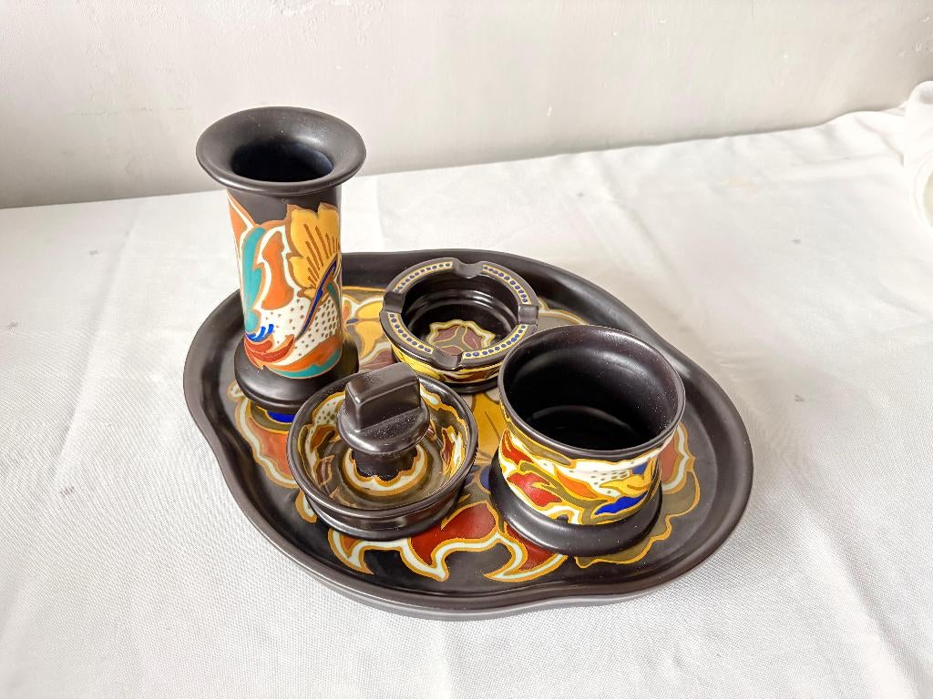 Art deco tabakset | Plateel | Gelria Arnhem – ca. 1930, Ophalen