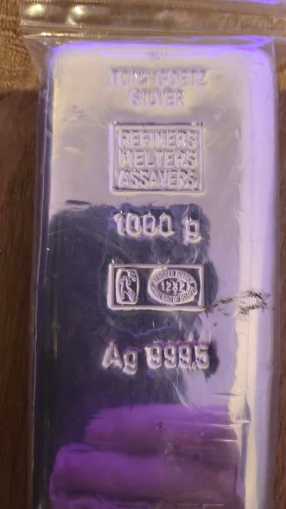1 Kilo Zilverbaar - Tony Goetz - Ag 999.5, Antiek en Kunst, Antiek | Goud en Zilver, Ophalen of Verzenden