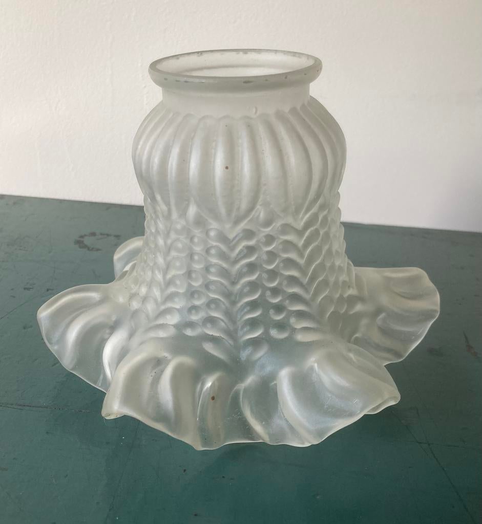 Matglas rok kapje, Huis en Inrichting, Lampen | Lampenkappen, Antiek, Gebruikt, Wit, Ophalen of Verzenden