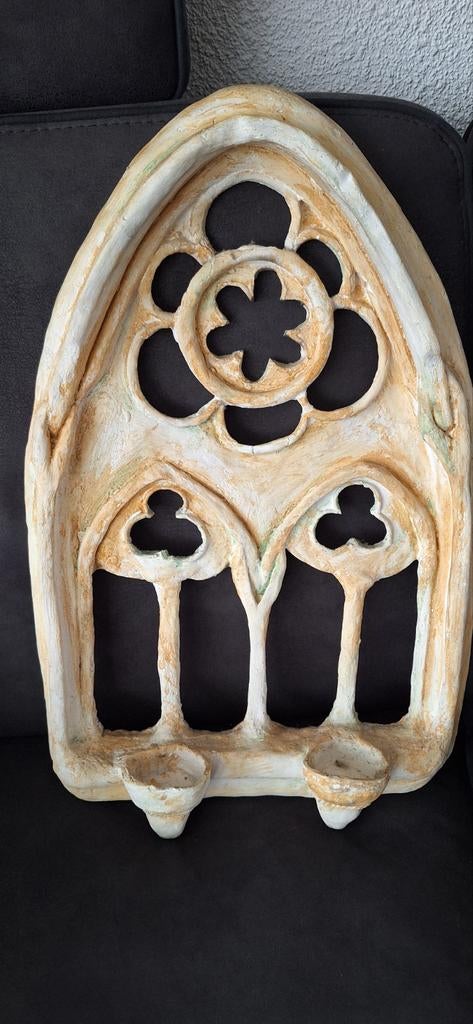 Gotisch raamwerk met kaarshouders, Ophalen of Verzenden