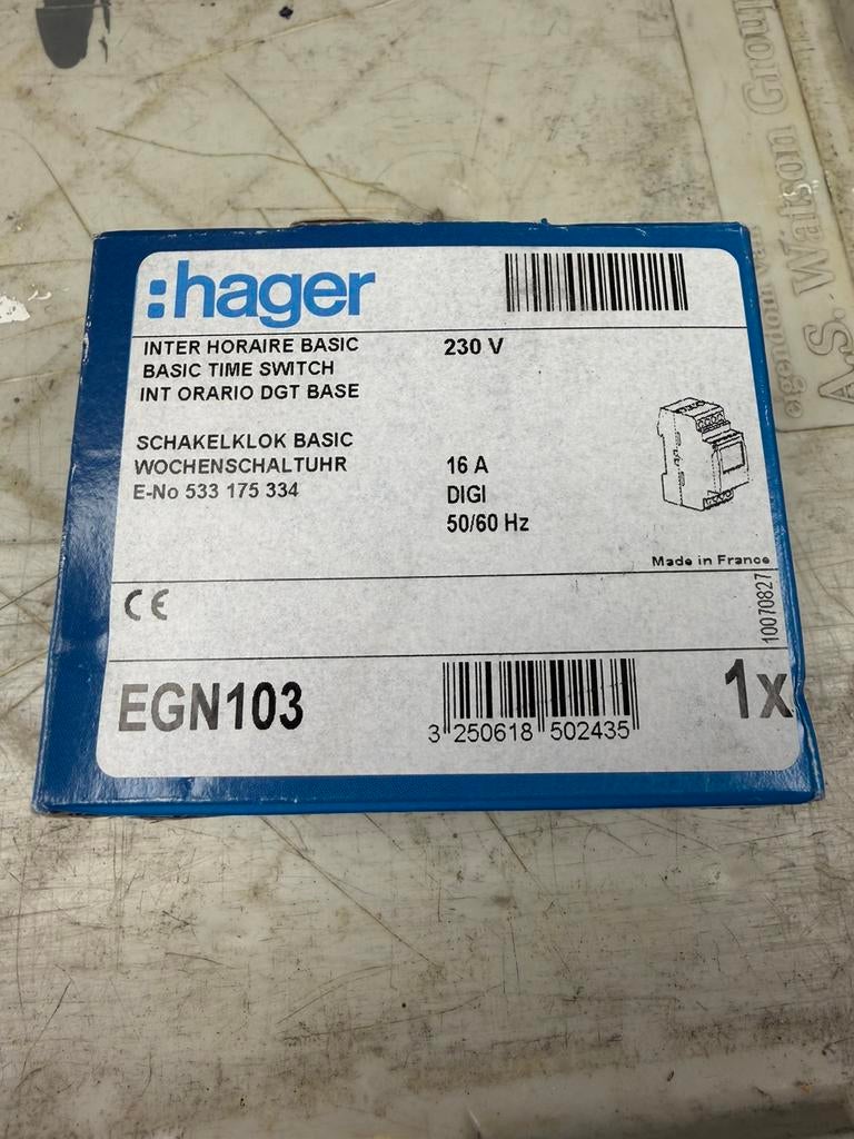 Schakelklok Hager EGN103, Doe-het-zelf en Verbouw, Elektra en Kabels, Ophalen of Verzenden, Nieuw, Schakelaar