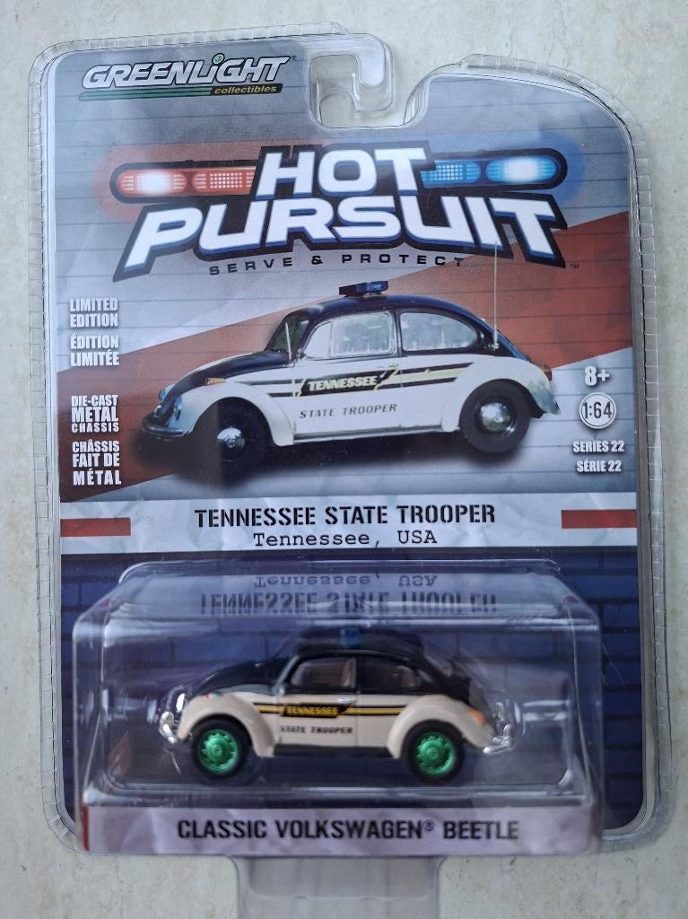 VW Volkswagen Kever Greenlight 1/64 Chase State Trooper, Ophalen of Verzenden, Nieuw, Auto