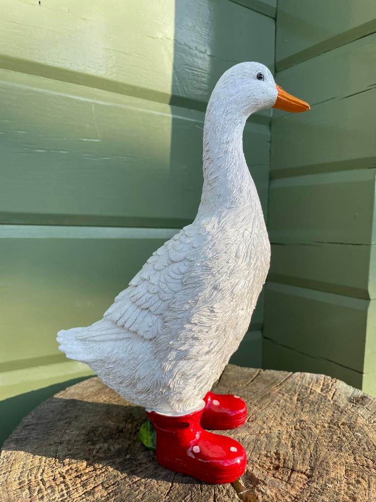 Gans rode regenlaarsjes tuin beeld vijver zwembad boerderij, Ophalen of Verzenden, Nieuw, Kunststof, Dierenbeeld