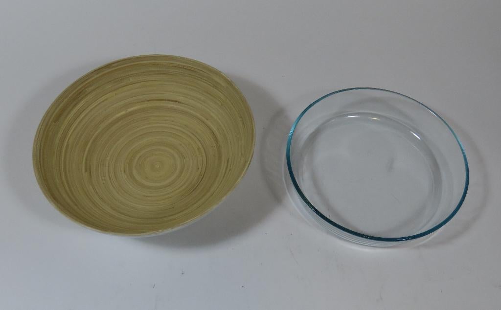 Glazen oven schaal + Ikea Slaschaal, Ophalen, Zo goed als nieuw