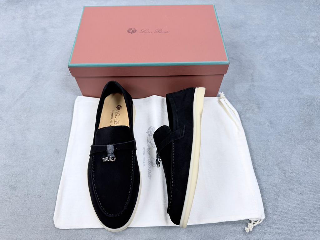 Loro Piana Summer Walk Loafers Zwart Suède, Ophalen of Verzenden, Zo goed als nieuw, Zwart, Instappers