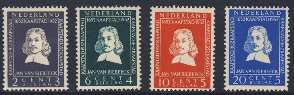 Postfris, Van Riebeeck-zegels 1952 NVPH 578/581, Postzegels en Munten, Postzegels | Nederland, Verzenden, Na 1940, Postfris