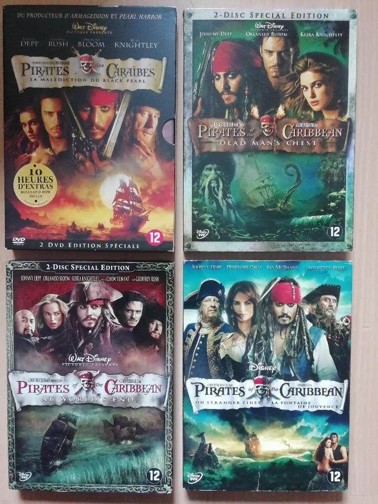 pirates of the caribbean ( set - delen 1-2-3-4 ) johnny depp, Alle leeftijden, Ophalen of Verzenden, Zo goed als nieuw
