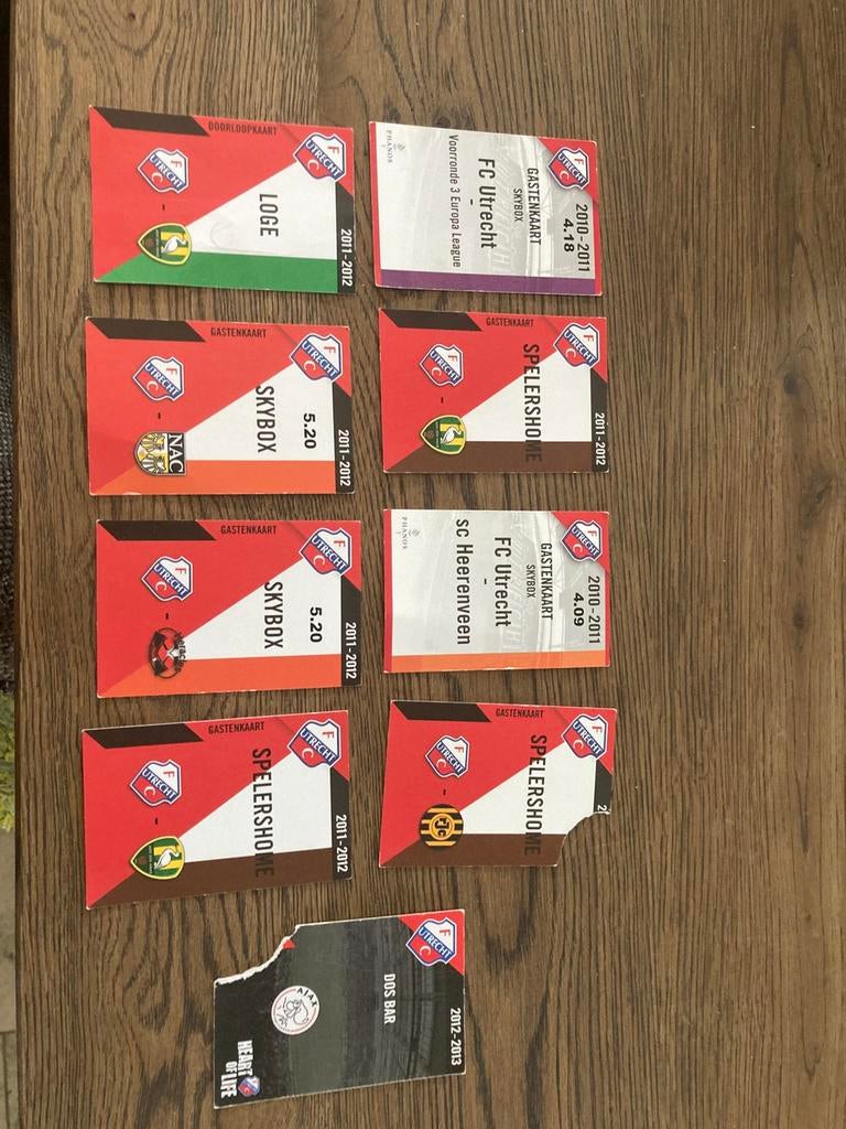 8 TOEGANGSPASSEN FC UTRECHT, Ophalen of Verzenden, Zo goed als nieuw, F.C. Utrecht, Overige typen