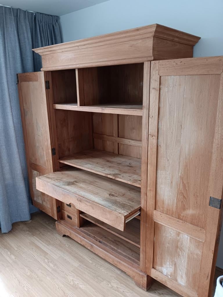 Teakhouten computerkast / bureaukast, Ophalen, Gebruikt, 70 tot 120 cm, Teakhout