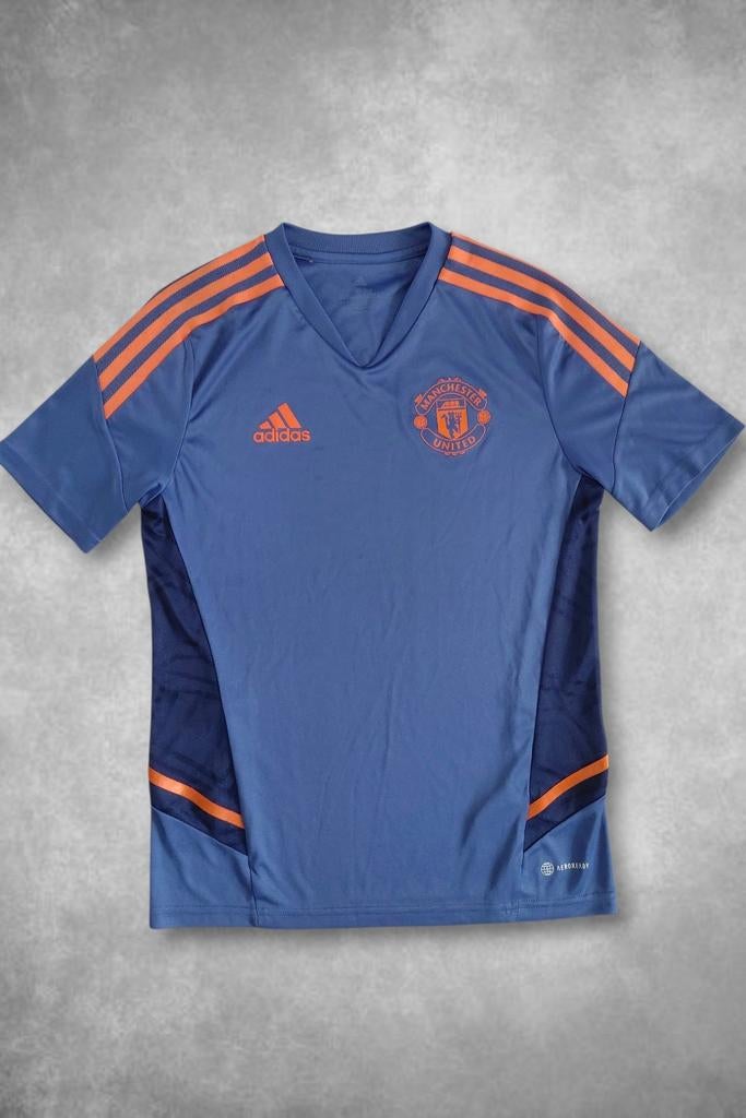Manchester United training shirt – blauw/oranje – maat 164, Kinderen en Baby's, Adidas, Sport- of Zwemkleding, Ophalen of Verzenden