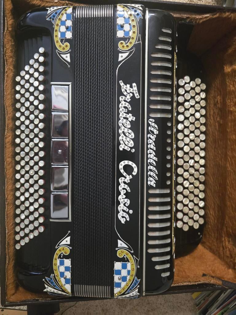 Fratelli Crosio Knopaccordeon 120 Bassen B-griff Musette Tan, Muziek en Instrumenten, Ophalen of Verzenden