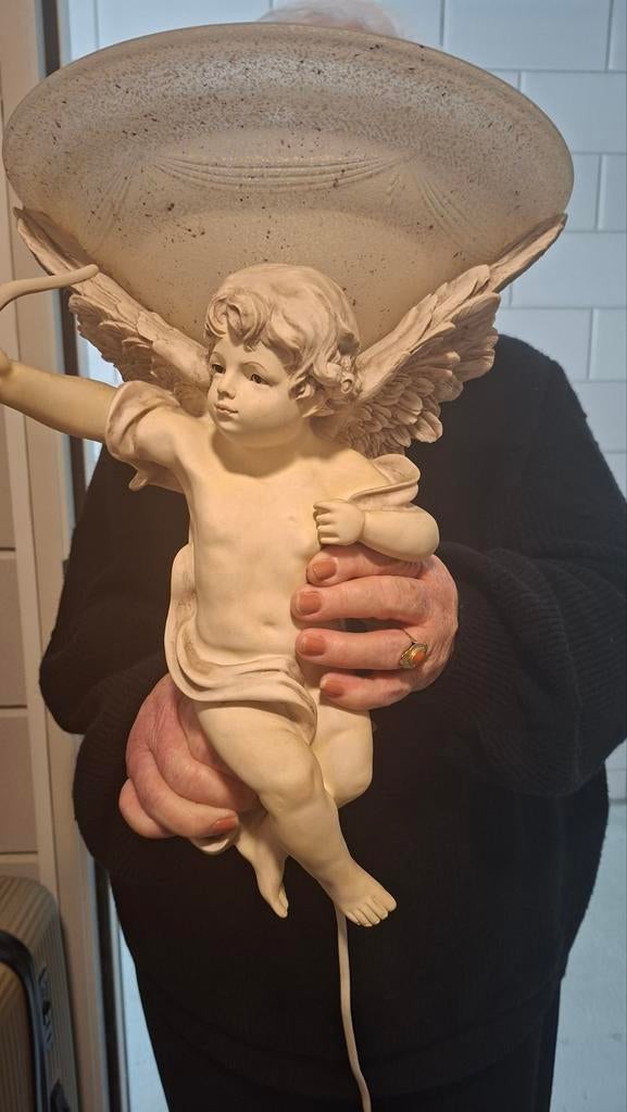 2 engel wandlampen - Klassieke Decoratie, Huis en Inrichting, Lampen | Wandlampen, Ophalen, Gebruikt, Glas, Klassiek