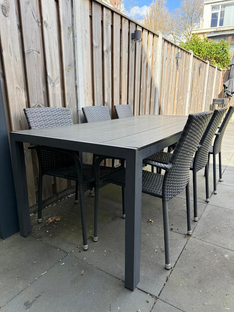 Tuinset tuintafel tuinstoel stoel tafel 6 stuks 2 meter jysk, Tuin en Terras, Tuintafels, Ophalen of Verzenden, Rechthoekig