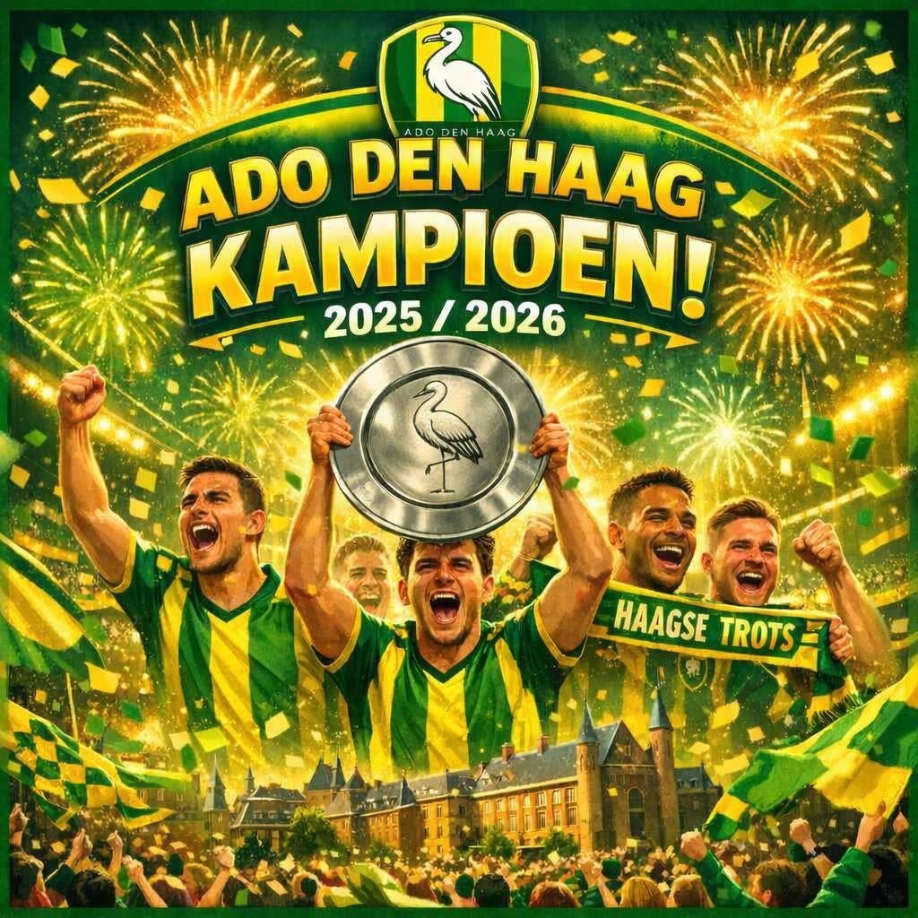 ADO Den Haag Kampioen 2025/2026 Koelkastmagneet, Ophalen of Verzenden, Nieuw, Overige binnenlandse clubs, Overige typen