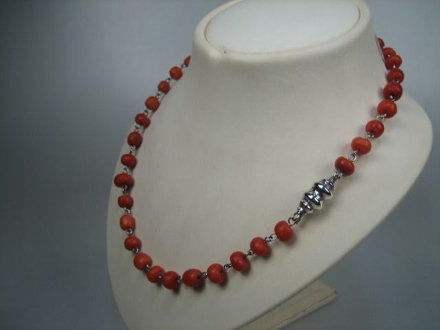 Antiek Bloedkoralen Collier op zilver geschakeld 1900, Sieraden, Tassen en Uiterlijk, Antieke sieraden, Verzenden, Zilver, Ketting