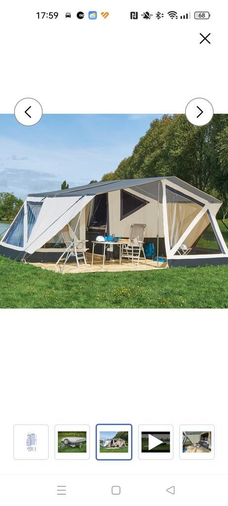 Ruime vouwwagen met voortent voor twee personen, Ophalen, Overige merken, Tot en met 2, Beige