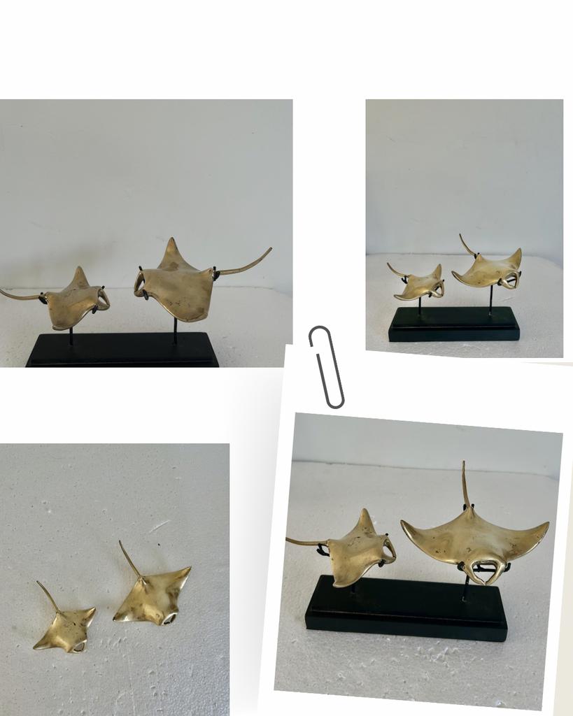 Prachtig paar brons “Floating Manta Rays”” roggen. Kunst, Ophalen of Verzenden