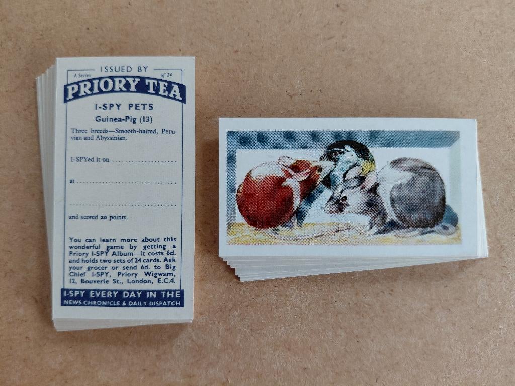 I-Spy Pets complete set 24 tea cards huisdieren Priory Tea, Verzamelen, Ophalen