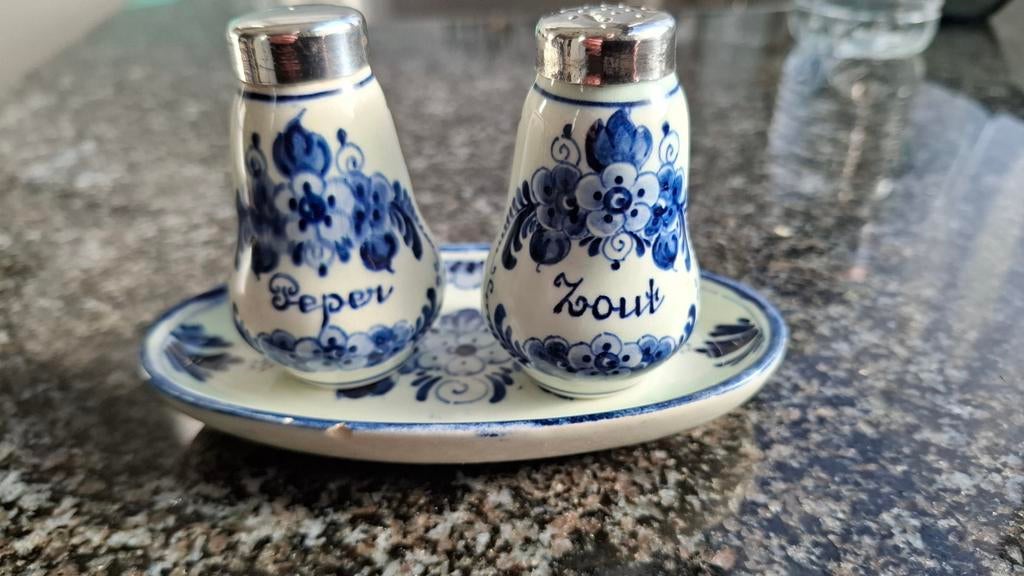 Delfts blauw peper en zout stel, Antiek en Kunst, Antiek | Goud en Zilver, Ophalen of Verzenden
