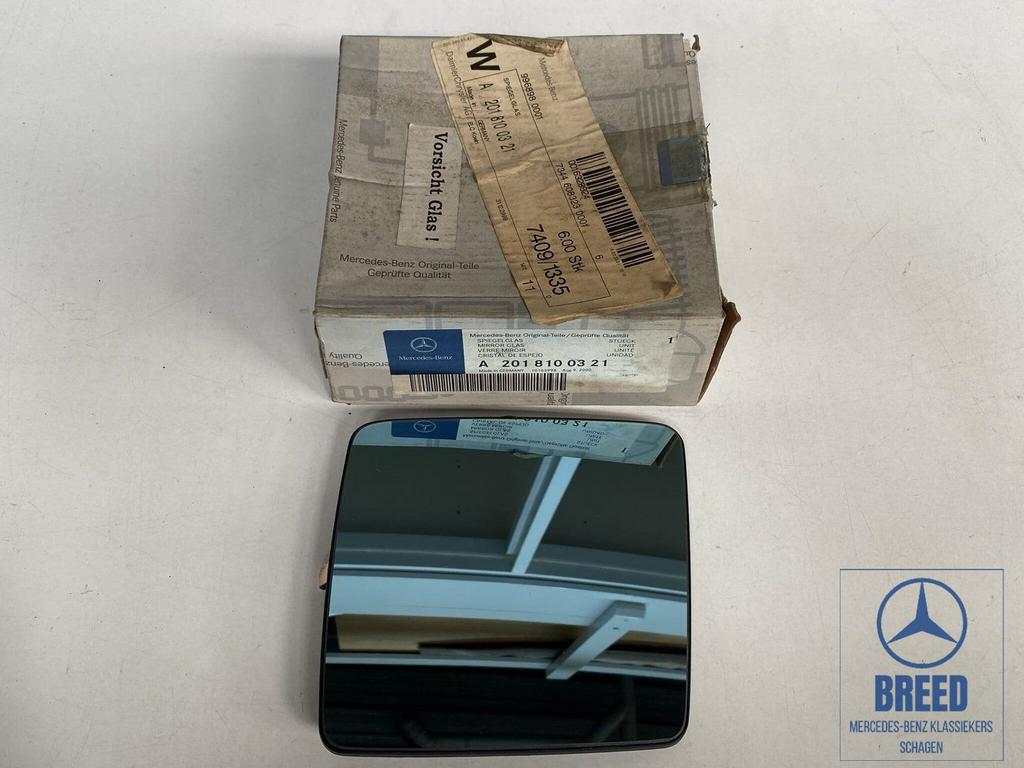 NOS buitenspiegelglas links voor Mercedes-Benz W201, -, Nieuw, Ophalen of Verzenden, -