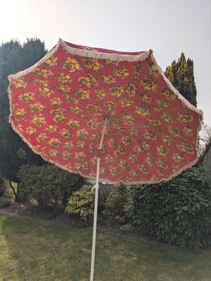 Retro vintage parasol bloemen jaren 70, Tuin en Terras, Parasols, Ophalen, Gebruikt