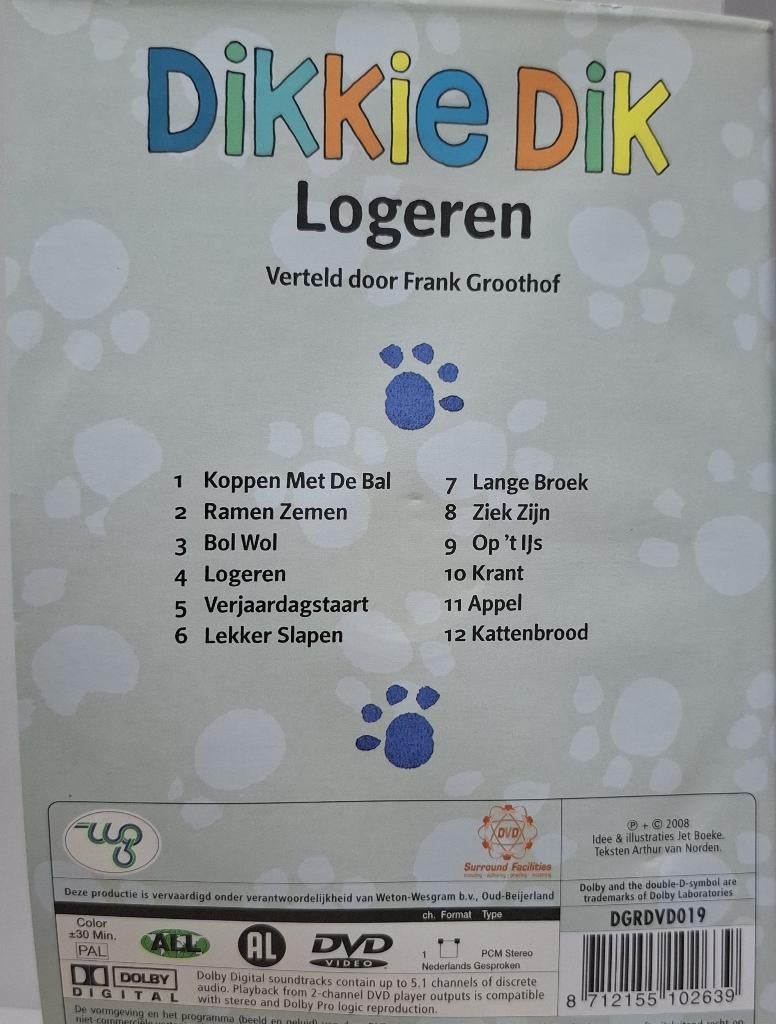 Dikkie Dik logeren krasvrije dvd met naam op dvd