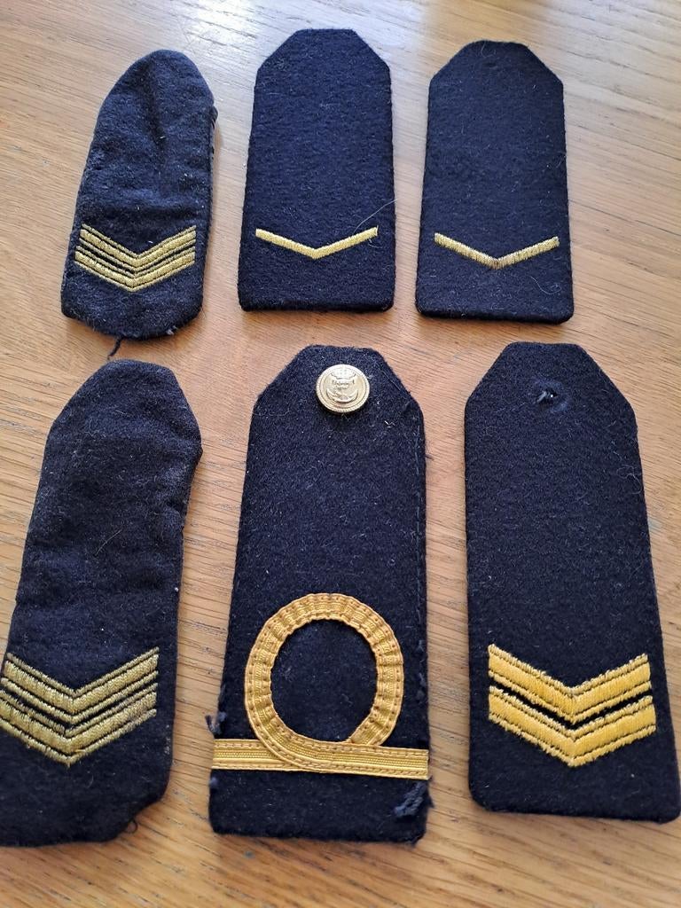 Set van 6 Vintage Marine Schouderstukken / Epauletten, Onbekend, Ophalen of Verzenden, Onbekend, Nederland
